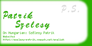 patrik szelesy business card